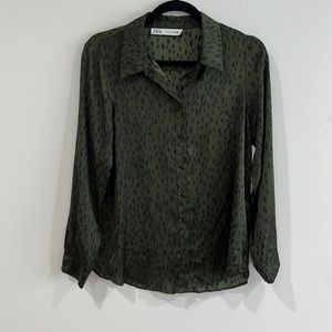 Zara silky button down shirt
